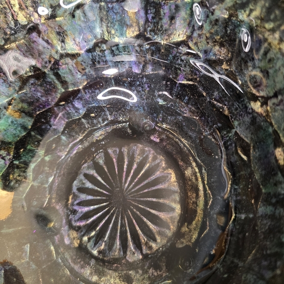 HANDCRAFTED Upcycled Glass Abstract Dish HANDPAINTED Tabletop Art Decor Bowl - Picture 14 of 17